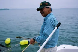 Charlie on the water