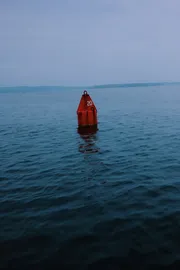 Nun buoy on Casco Bay